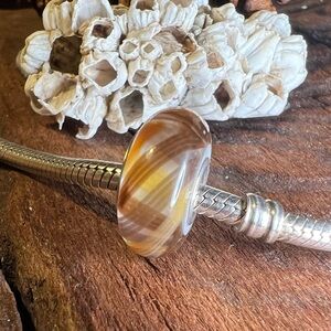 Authentic Chamilia Murano Siena Collection Vivace Lattice Golden Brown Charm